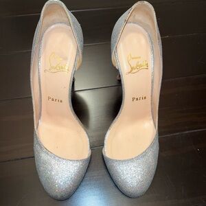 Christian Louboutin silver glitter d'orsay pumps size 36